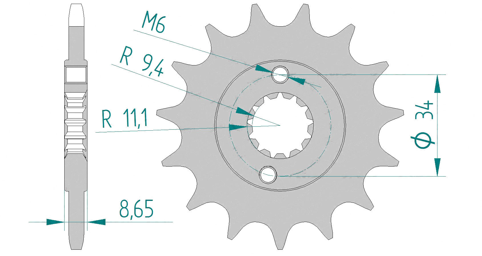 Front sprocket Chain 520 KTM 390 Duke ABS, KTM RC 390 Afam Steel
